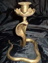 Антиквариат подсвечник из Англии эксклюзив подарок бронза старина змея