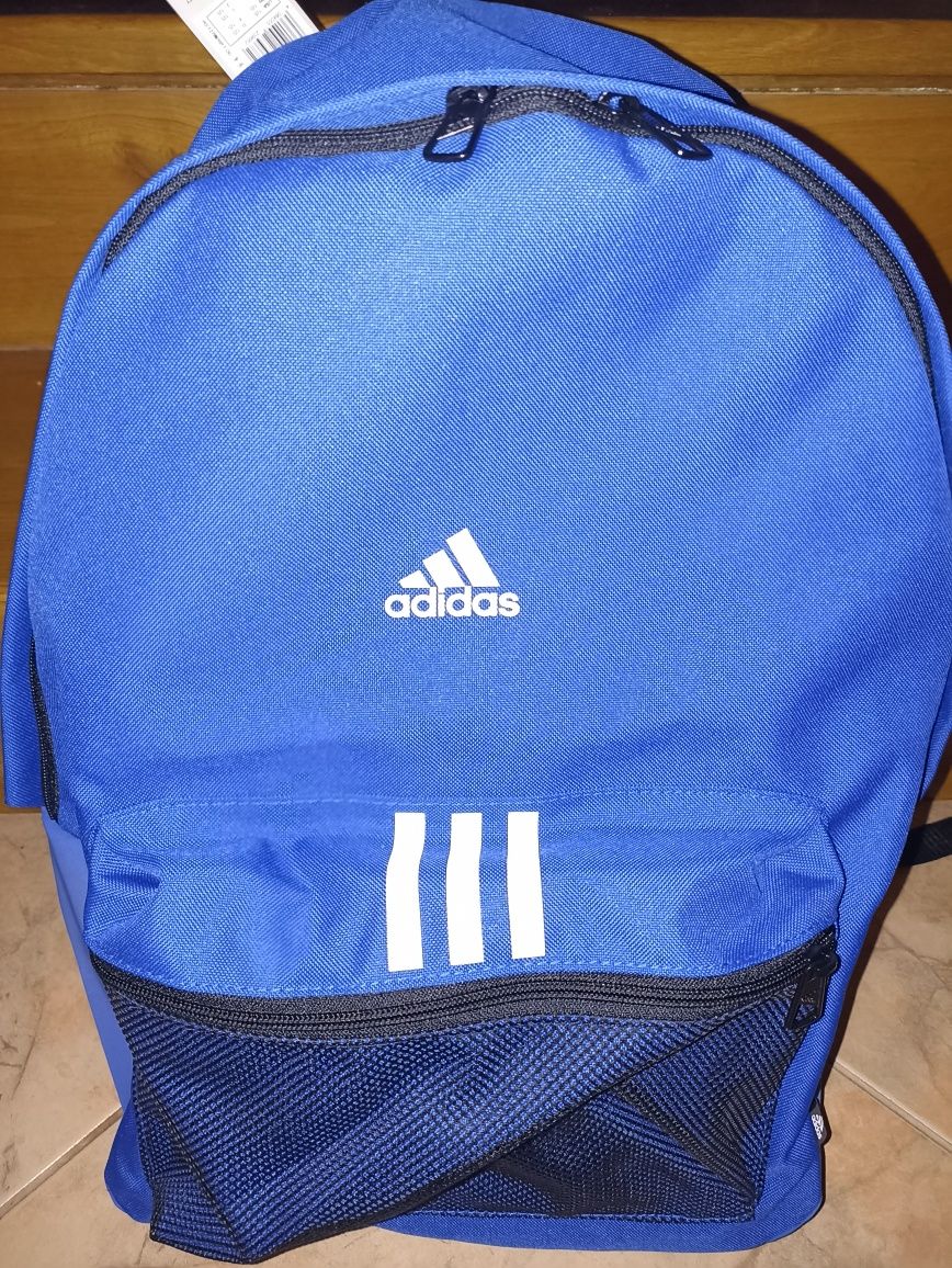 Plecak adidas niebieski szkolny z boczna kieszeń nowy