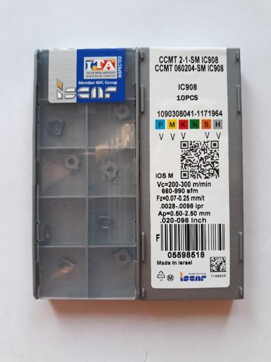 Płytki wieloostrzowe tokarskie CCMT 060204 IC908 ISCAR