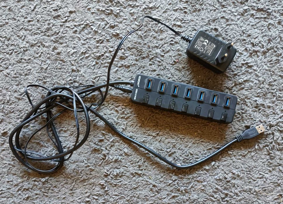 Hub USB Vemont  7 portów Aktywny koncentrator USB 3.0 z zasilaczem