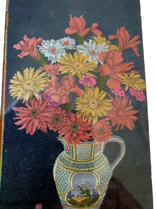 2 lindos quadros vintage- naturezas mortas-tecidos de arte