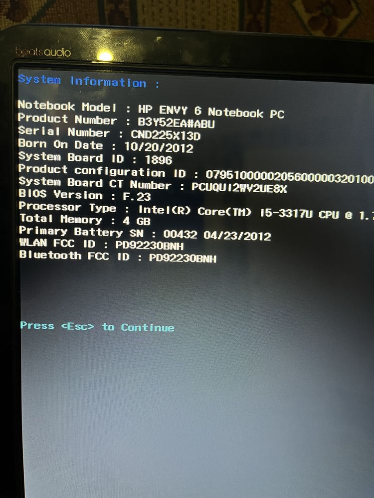 Hp envy 6 notebook