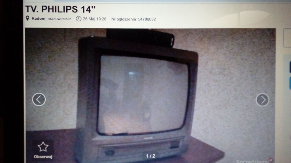 Telewizjer Philips TV. 14'' sprawny.