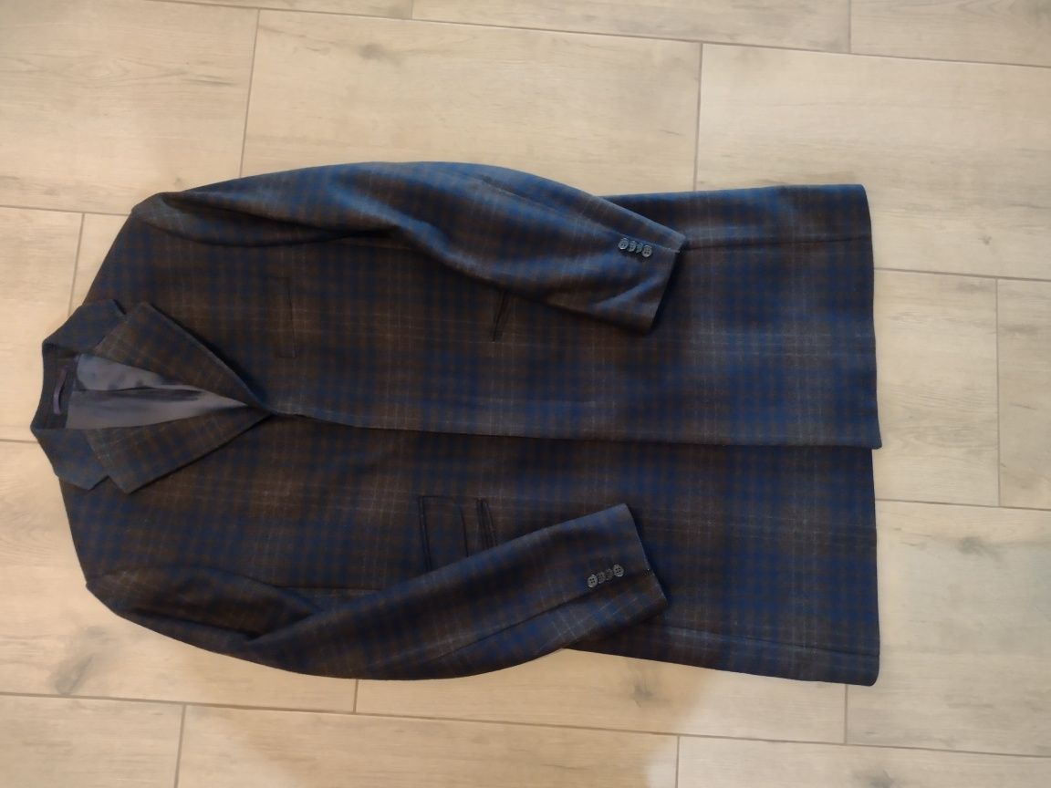 Płaszcz męski wiosna elegancki krata H&M xl