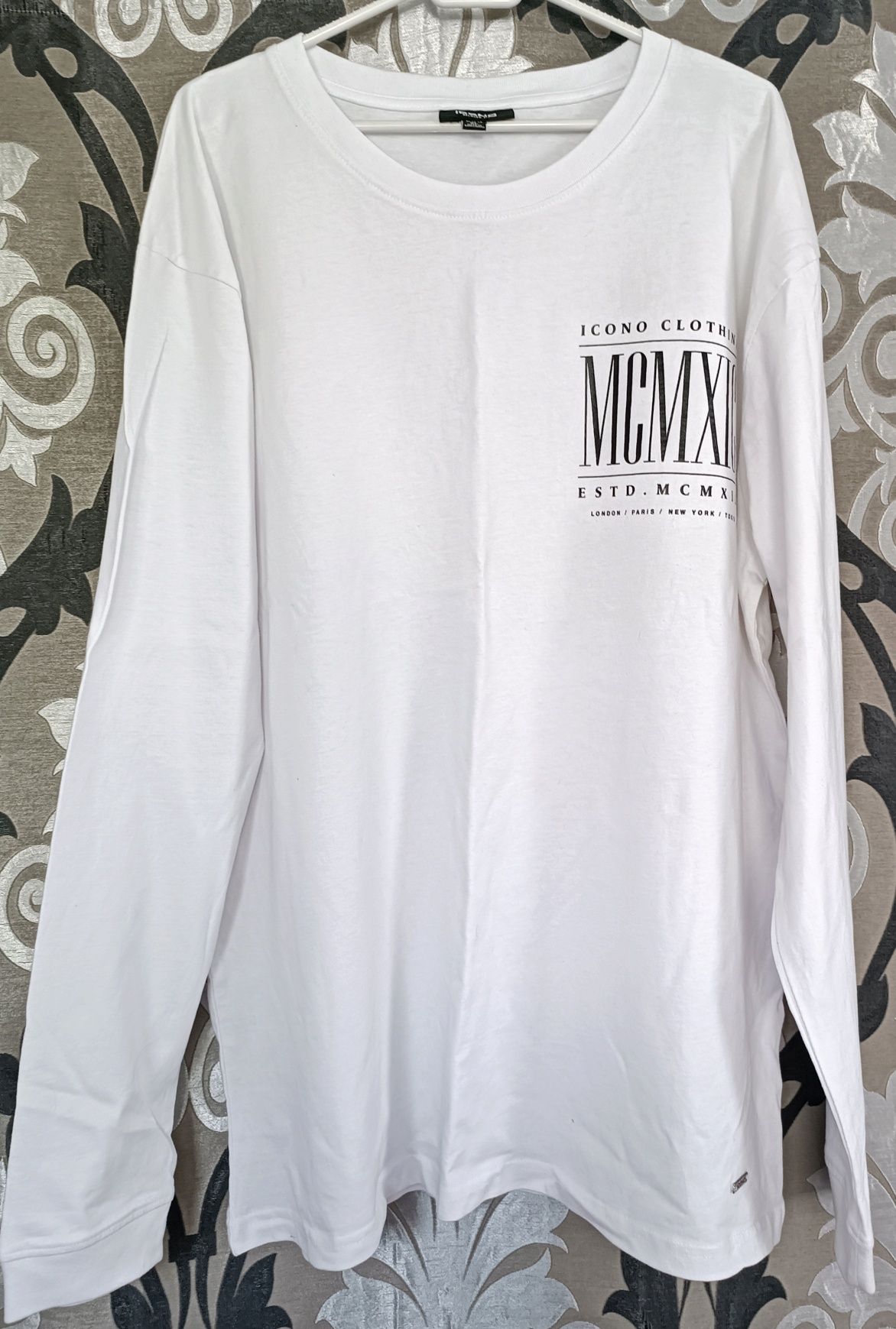 Icono bluza męska t-shirt z długim rękawem biała XL