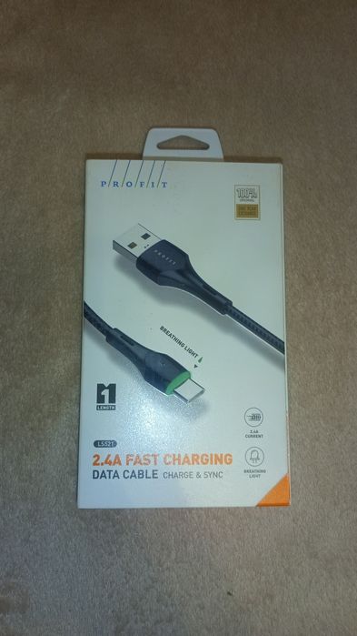 Кабель быстрой зарядки Type-C PROFIT 2.4A с подсветкой, длина 1 метр