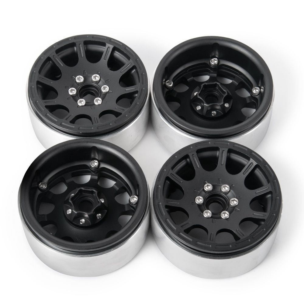 4 aluminiowe felgi beadlock do modelu rc 1.9" czarne TRAXXAS AXIAL MST