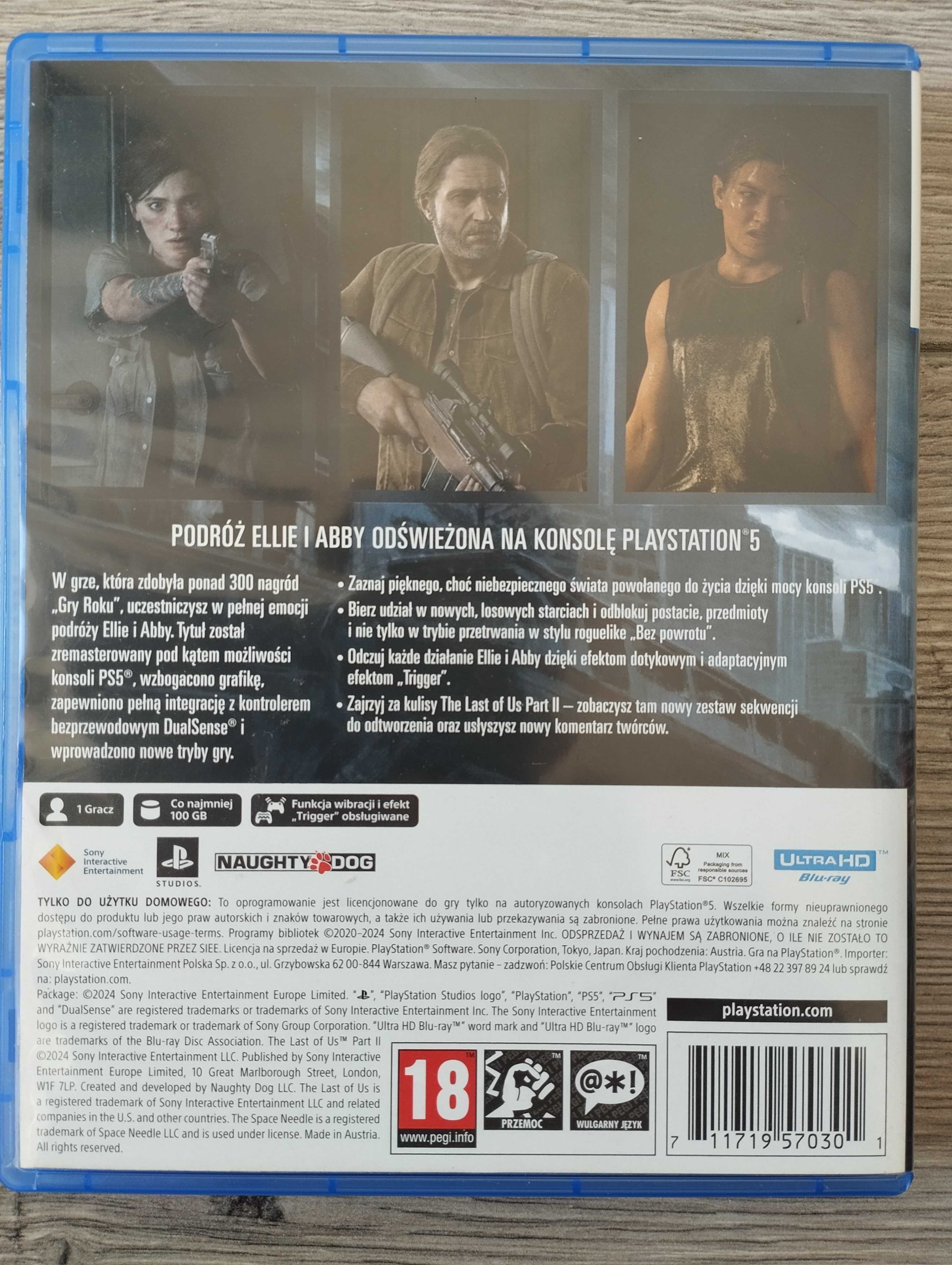 Gra The Last of US Part 2 Remastered Polska Wersja PS5 Playstation
