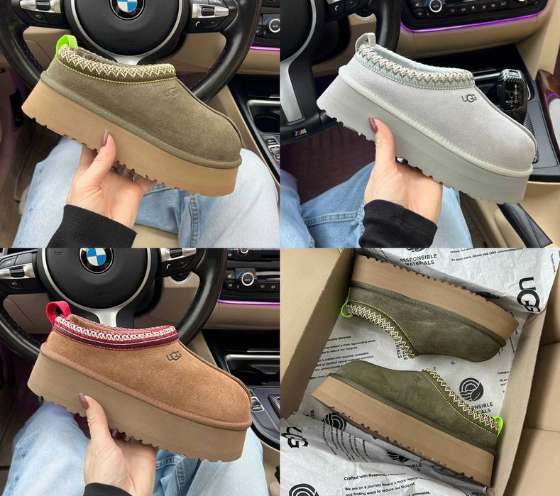 Женские тапочки UGG Tasman Platform 36-41 Натур Овчина! Хит Сезона!