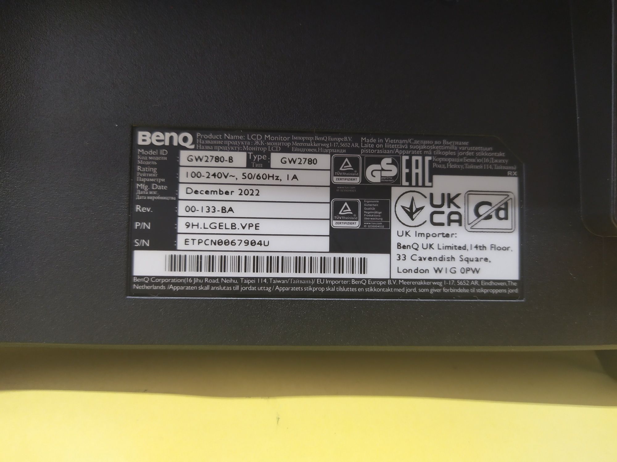 Monitor BenQ GW2780 Full HD 27" IPS