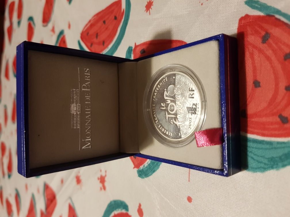 Moeda em Prata, Silver coin, 1/2 EURO Le Tour de France 2003