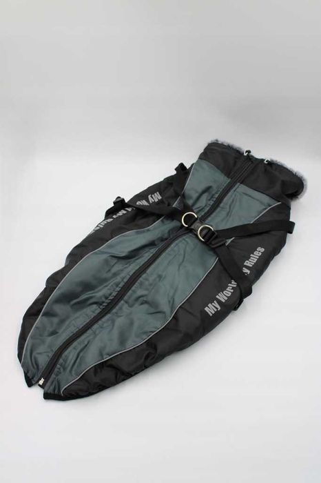 Ciepła kurtka dla dużego psa My World My Rules 5XL Czarny/Szary