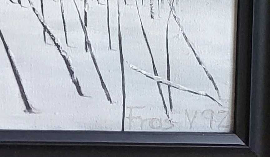 obraz olejny z sygnaturą - Zima w Gorcach