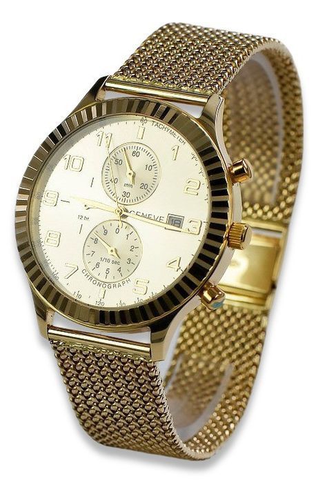 Złoty zegarek 14k 585 bransoletą męski Geneve mw007y&mbw014y Katowice