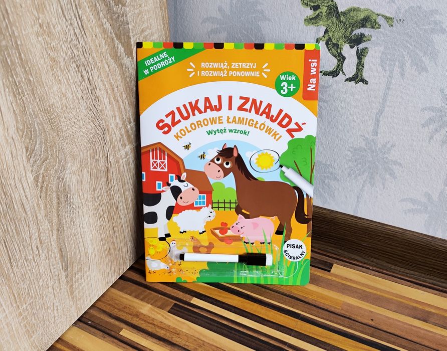 Szukaj i znajdź. Kolorowe łamigłówki. Na wsi książeczka edukacyjna wys