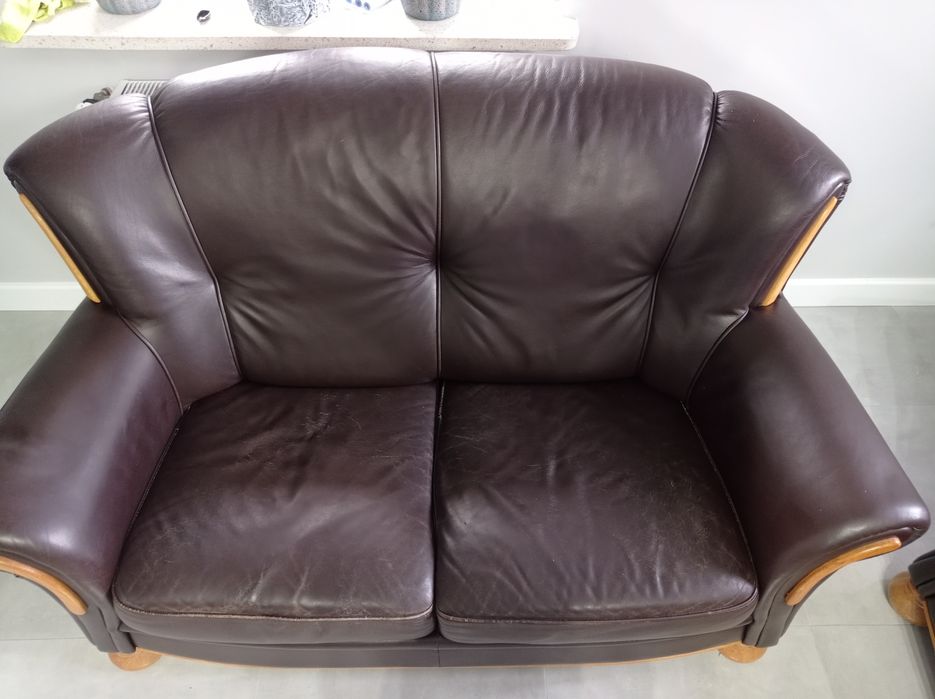 Komplet mebli wypoczynkowych skórzanych