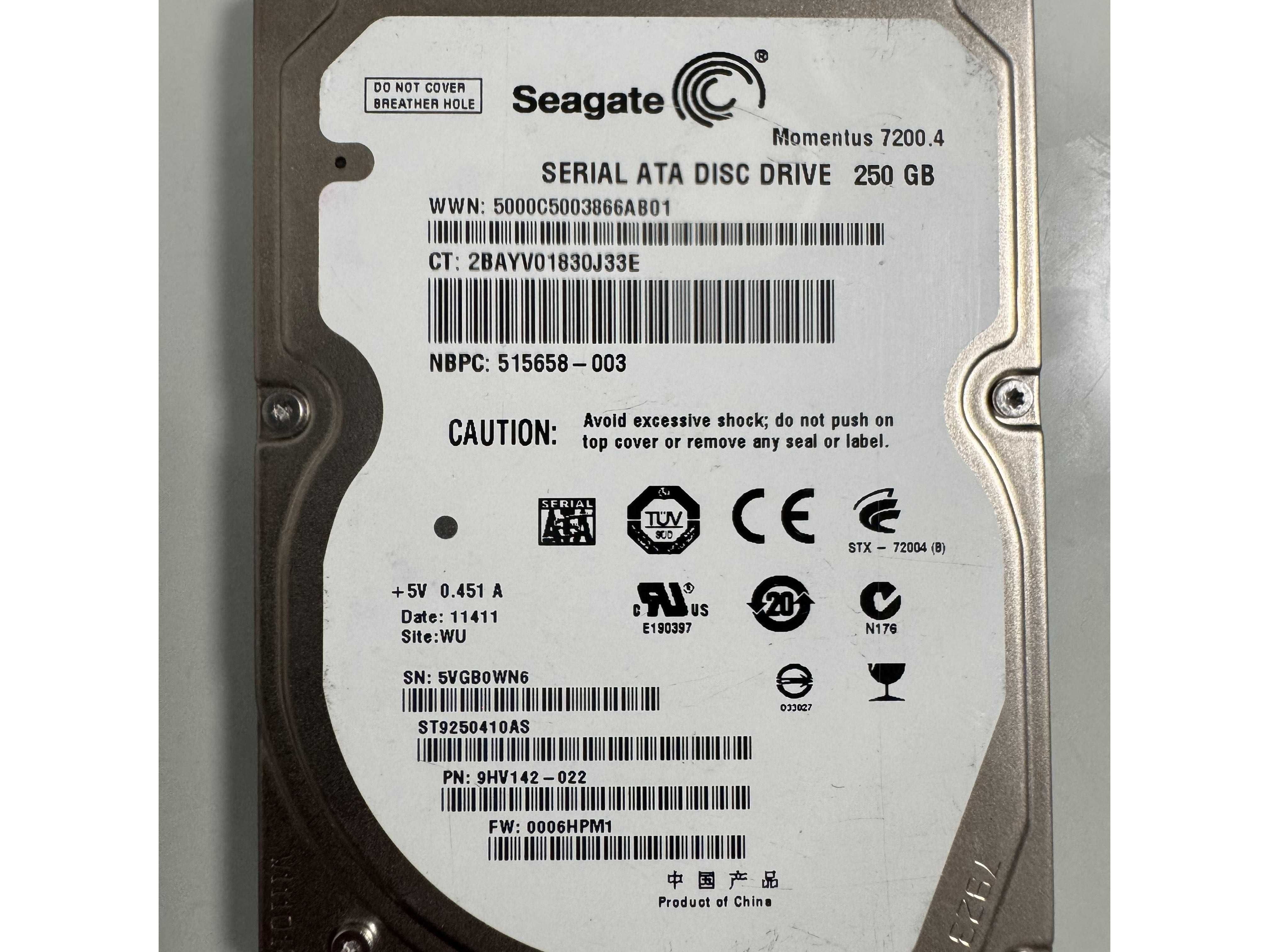 Жорсткий диск HDD 2,5 Seagate ST9250410AS Momentus 7200.4 250GB