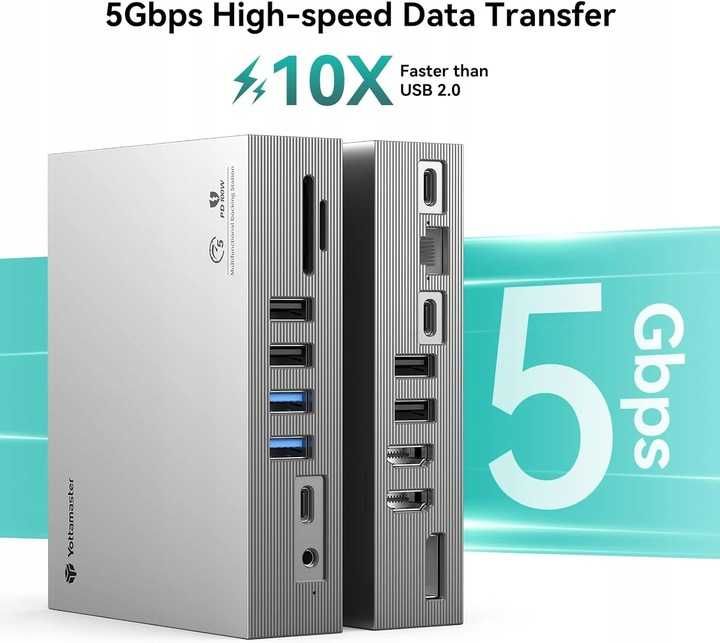 YOTTAMASTER stacja dokująca 6x USB 3x USB-C 2x HDMI SD LAN 4K Macbook