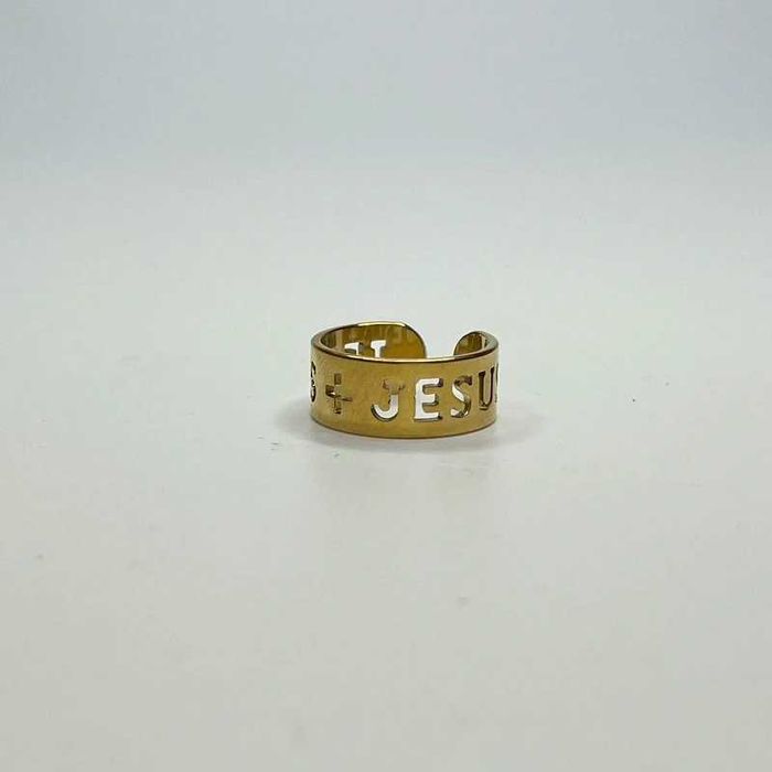 Sygnet pierścionek obrączka ring Jezus Chrystus złoty