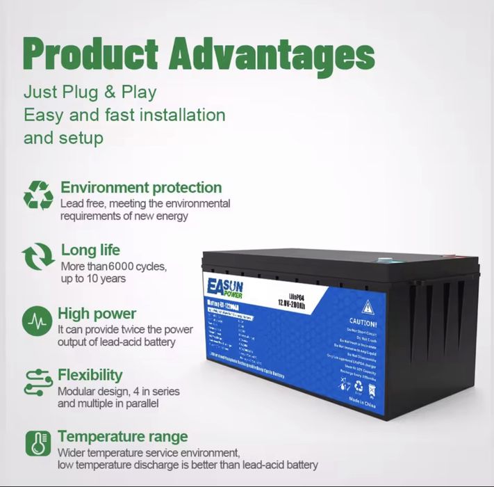 EASUN 12v 200Ah та інші LiFePO4 акумулятори
