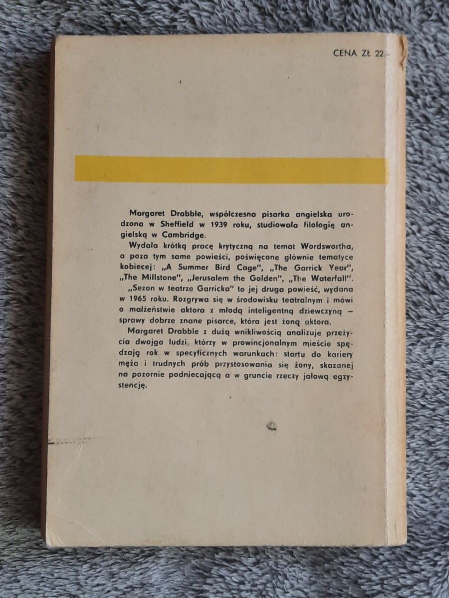 Margaret Drabble "Sezon w teatrze Garricka" książka wydanie I