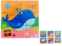 Klocki drewniane puzzle 6 obrazków Zestaw układanka zabawka