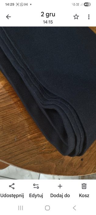 Wełna czarna  13 m , na torby, kapelusze  gruba.