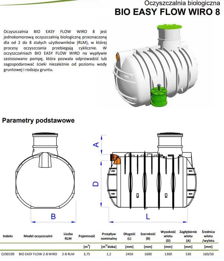 Oczyszczalnia Biologiczna BIO EASY FLOW 8 do 8 os