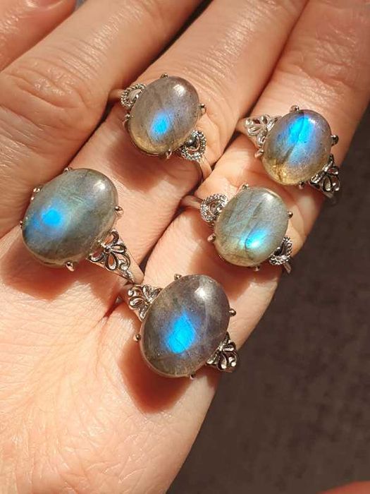 Anel de labradorite azul 14mm ou 11mm (ajustável) - ESCOLHER UM