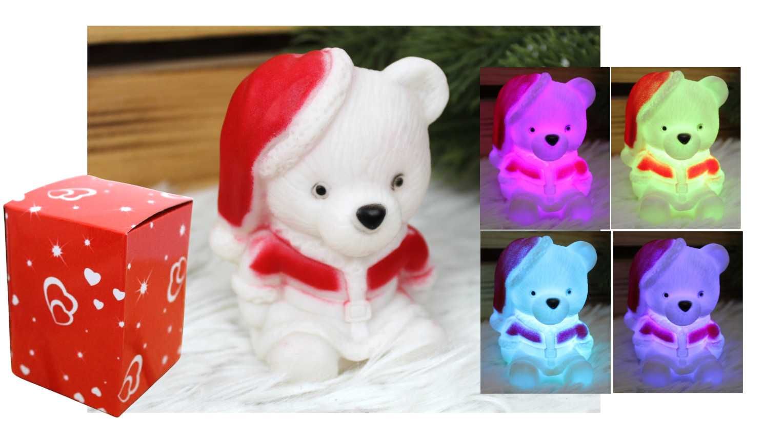 Dekoracja świąteczna LED 8 cm  Miś lampka nocna