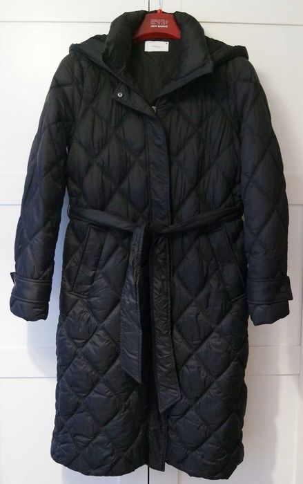 Kurtka zimowa z paskiem długa płaszcz pikowana ciepła L Reserved