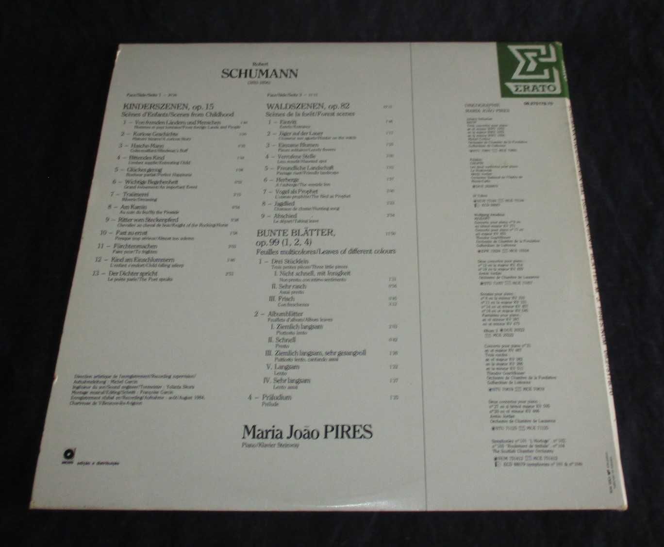 Disco LP Vinil Schumann Maria João Pires Kinderszenen Waldszenen