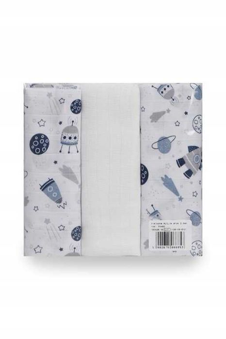 Pielucha muślinowa tetrowa druk kosmos 3 pak pieluszka 70x80