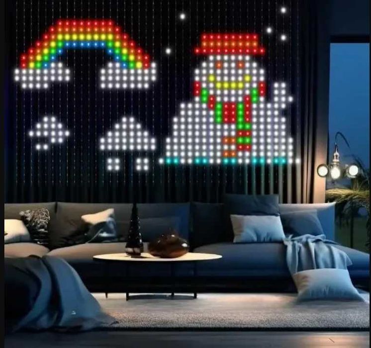 ТОП ПРОДАЖ Смарт Гирлянда Умная гирлянда штора 2*2м, Bluetooth, RGB