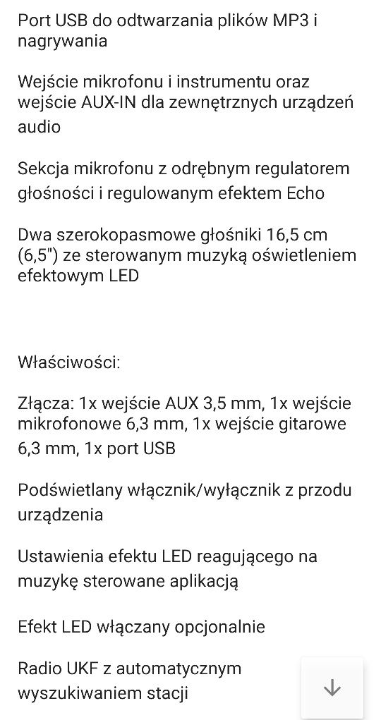 Głośnik boombox wieża wzmacniacz radio Auna AUX USB Bluetooth