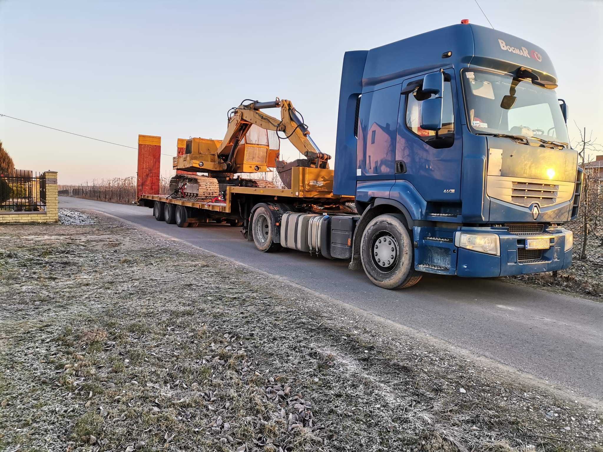 Transport niskopodwoziem maszyn budowlanych, rolniczych, materiałow