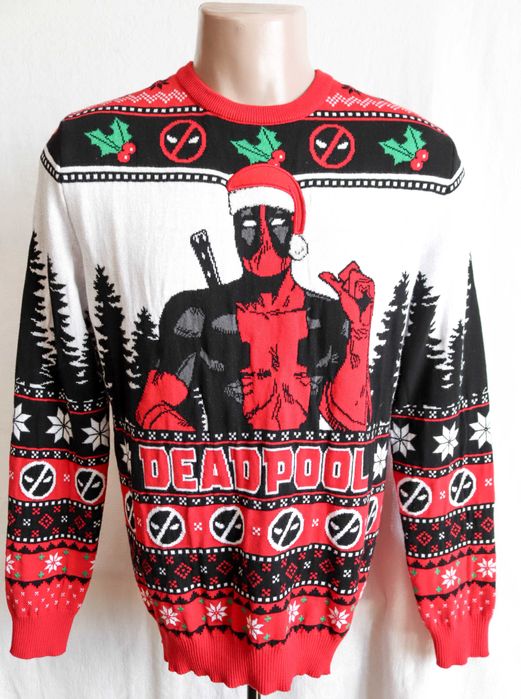 Чоловічий светр новорічний Дедпул Deadpool червоний санта світер XL