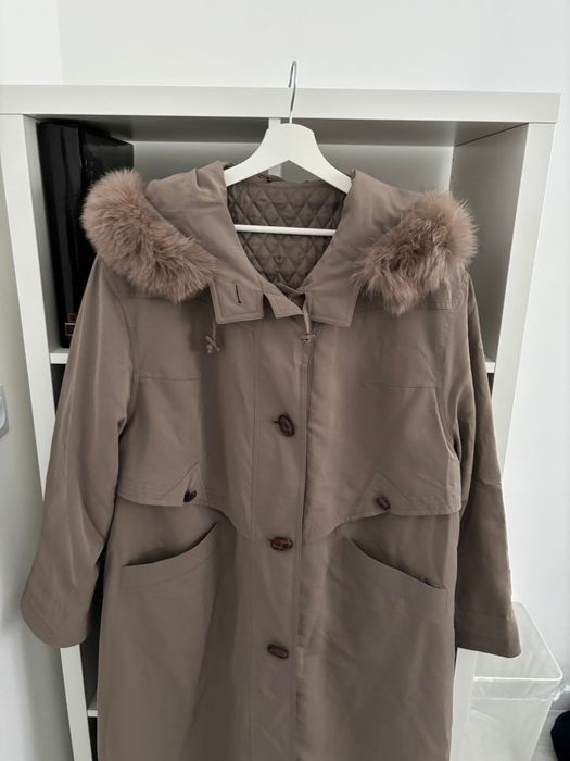 Damski zimowy płaszcz z kapturem NINO rozmiar 48