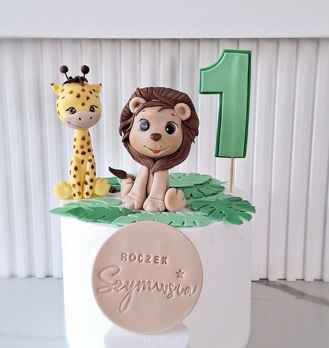 Safari na tort figurki z masy cukrowej Lew Żyrafa