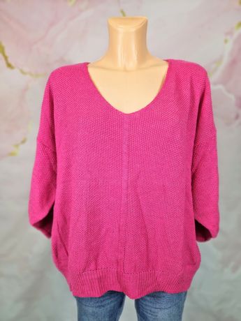 Sweter włoski różowy piękny duży rozmiar plus size made in italy XL