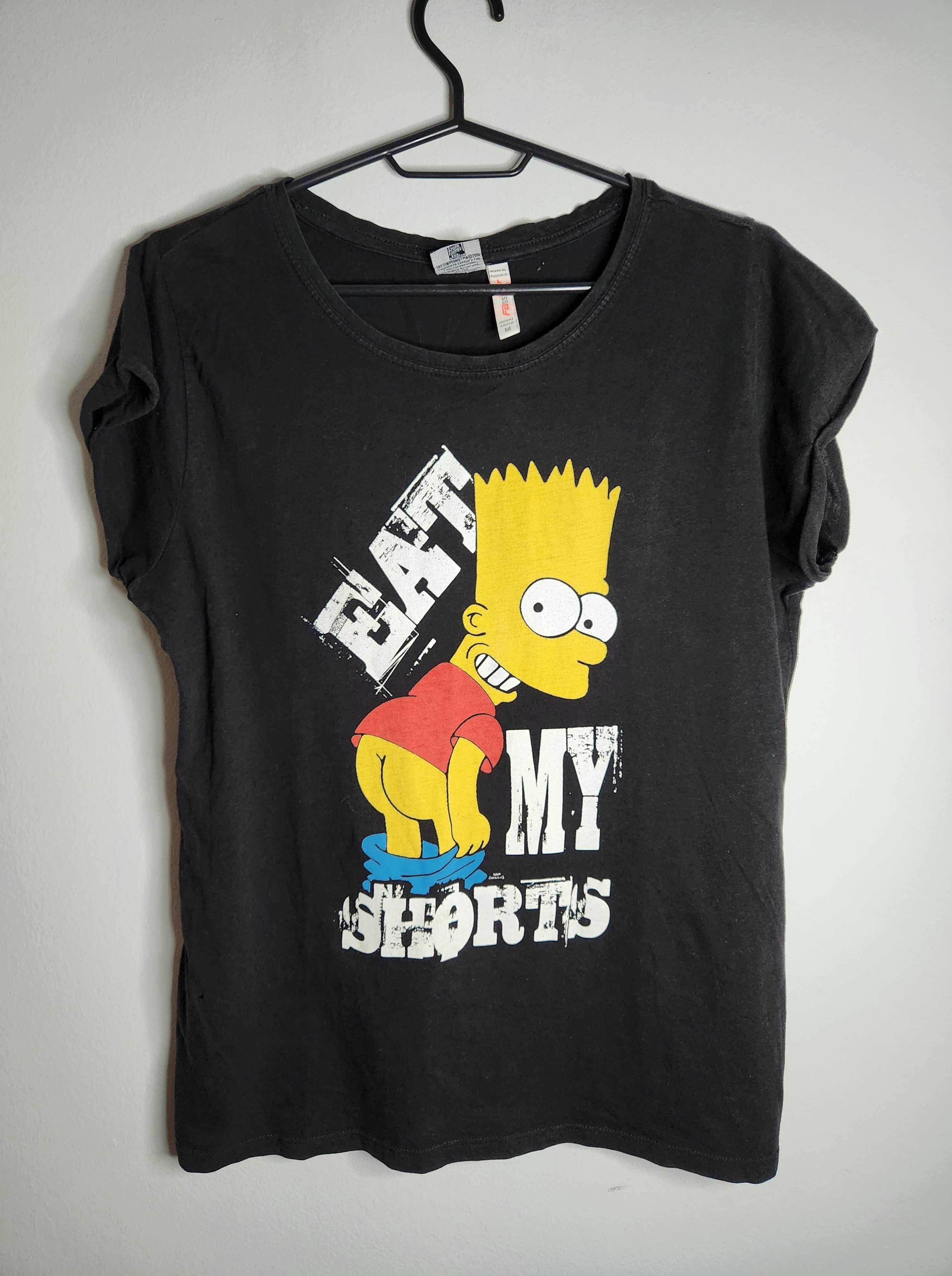 Koszulka T-Shirt Damska The Simpsons Czarna Top Eat My Shorts M