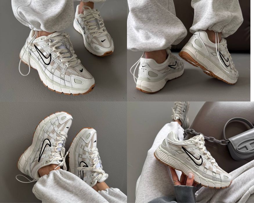 БЕЗ ПЕРЕДОПЛАТ‼️ Жіночі кросівки Nike p-6000 WHITE / BLACK SWOOSH