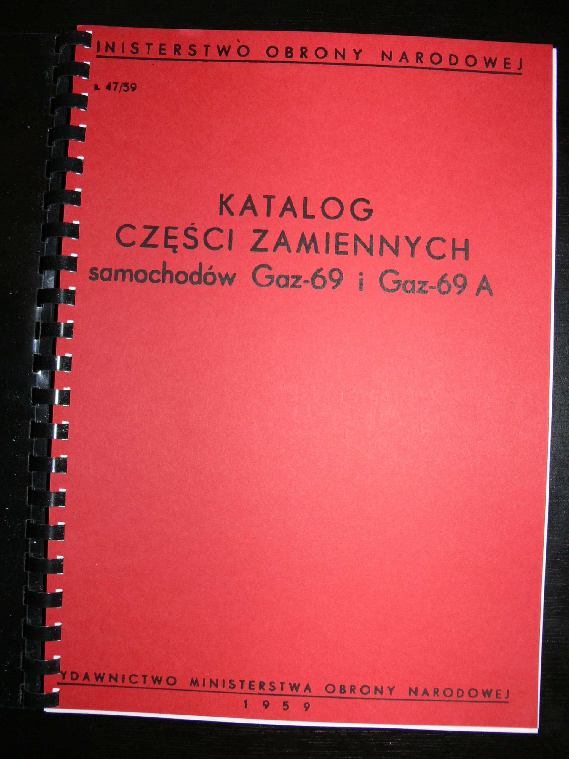 Katalog Części Zamiennych Samochodów GAZ-69 i GAZ-69A