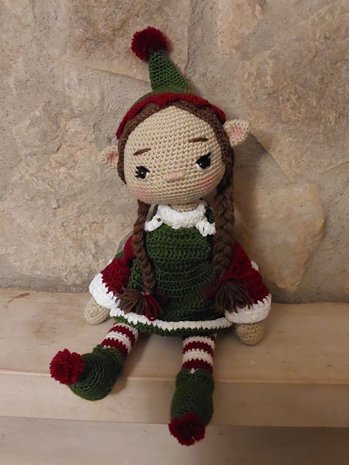 Elfa de Natal em Amigurumi