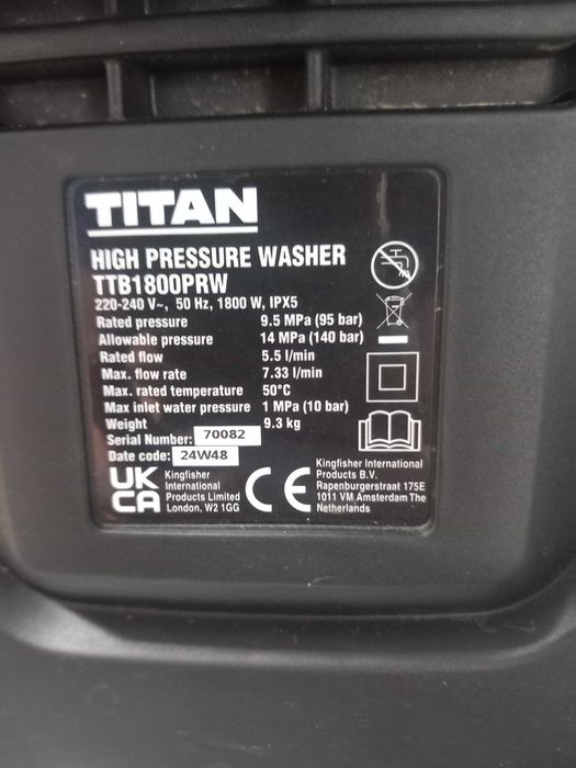 Myjka wysokociśnieniowa Titan ttb1800prw  nowa !! 140 bar 1,8 Kw
