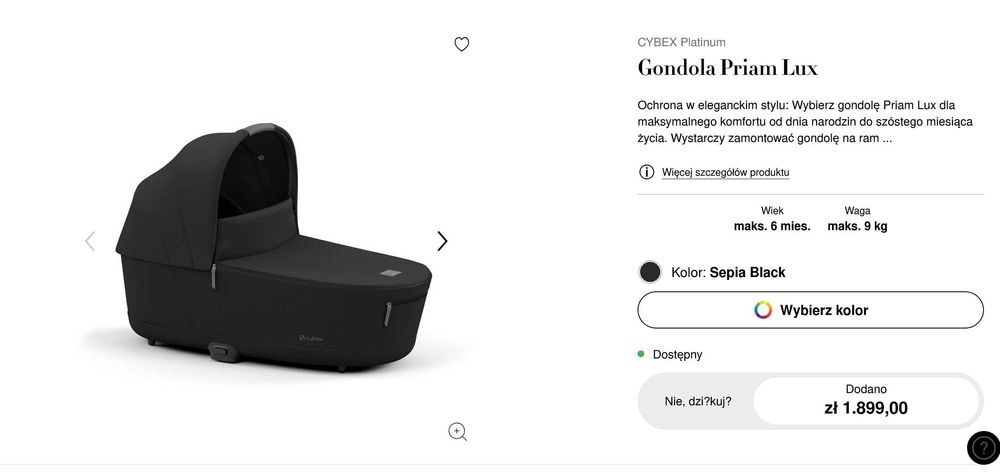 Gondola Cybex Priam 4.0 czarna