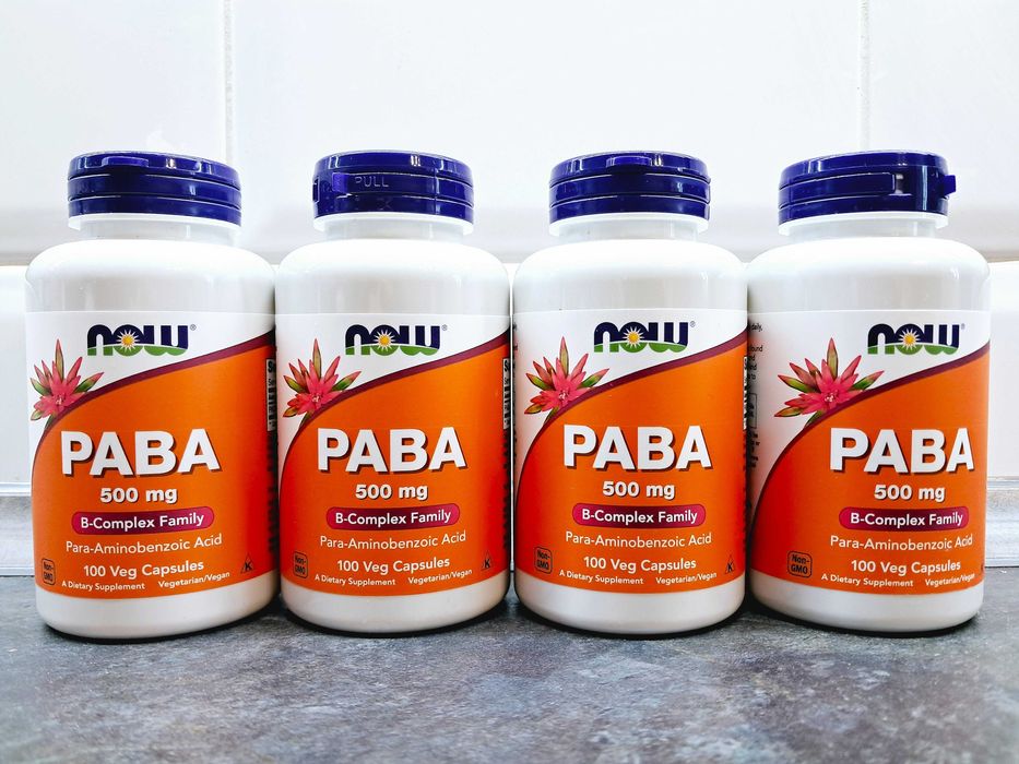 Now Foods, PABA 500 мг (100 капс.), пара-аминобензойная кислота ПАБК