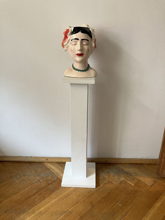 Nowoczesny stojak, kwietnik drewniany nowy bialy wys.64 cm