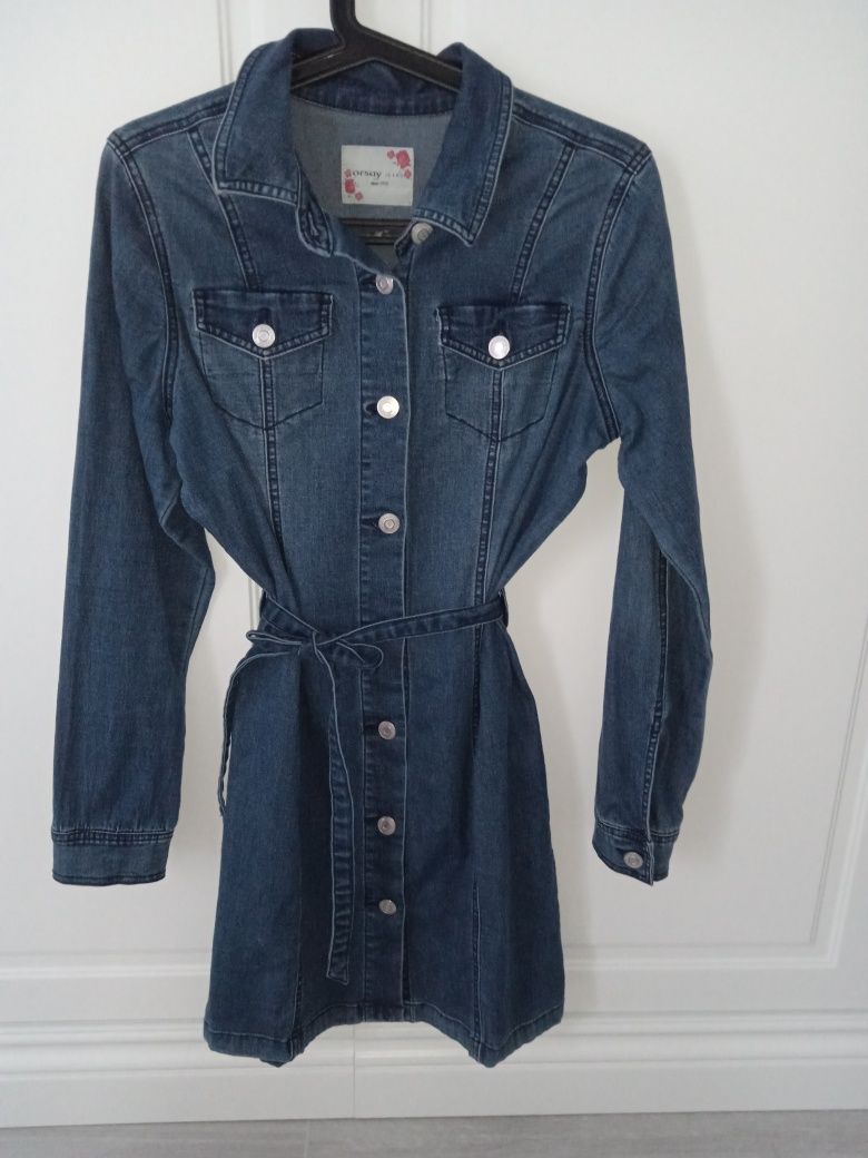 S/M sukienka jeansowa Orsay szmizjerka z paskiem jeans
