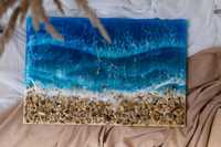 Przybrzeżna żywica epoksydowa sztuka oceaniczna, grafika z żywicy fal